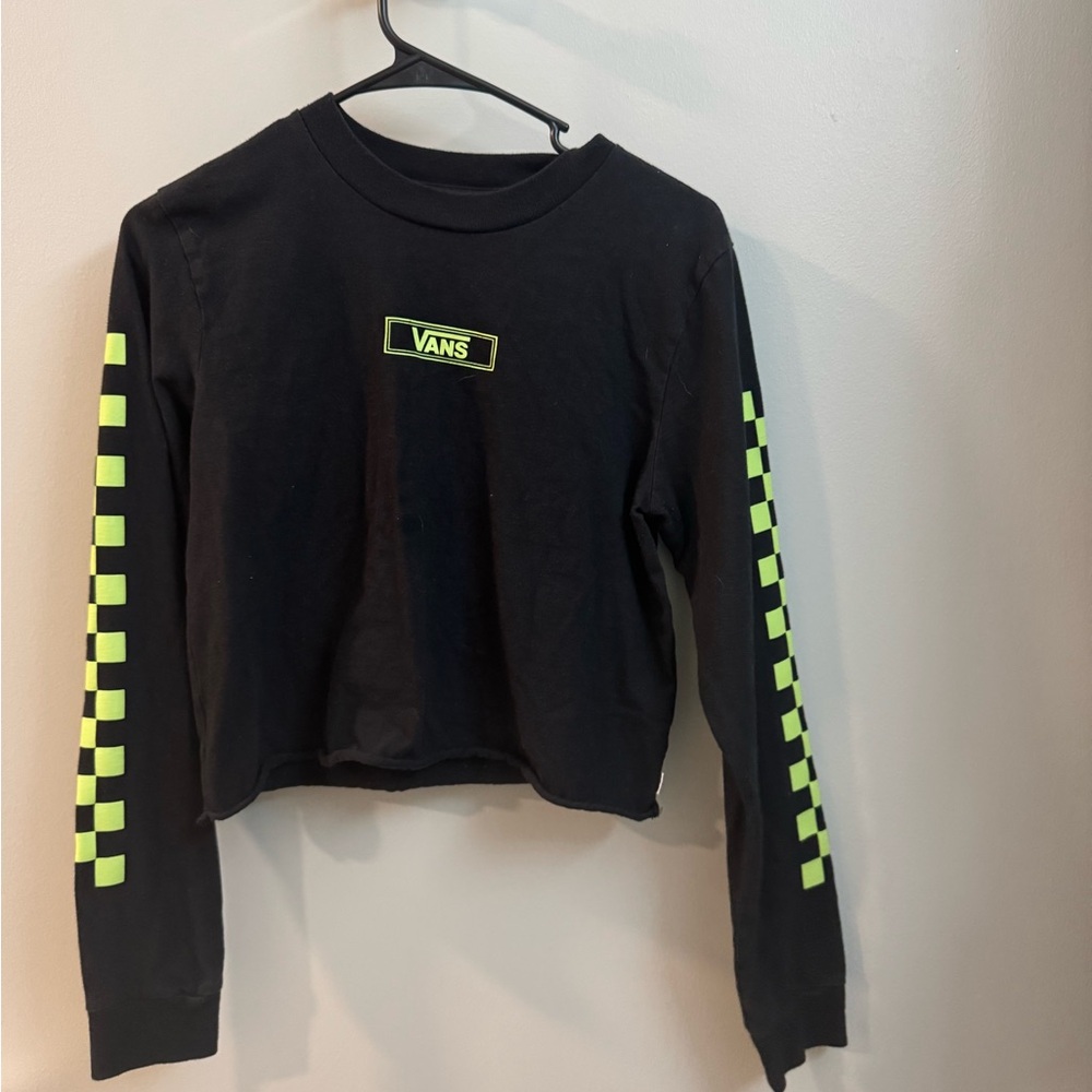 Vans Black and Green Checkered Long Sleeve Tee